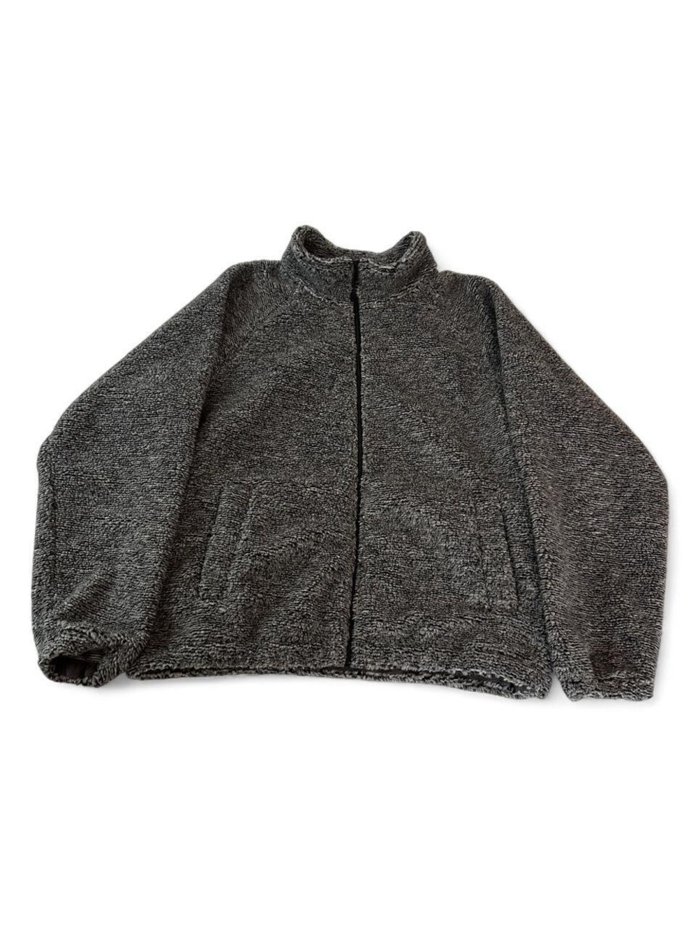New BDG Men's Charcoal Sherpa Zip Up Jacket